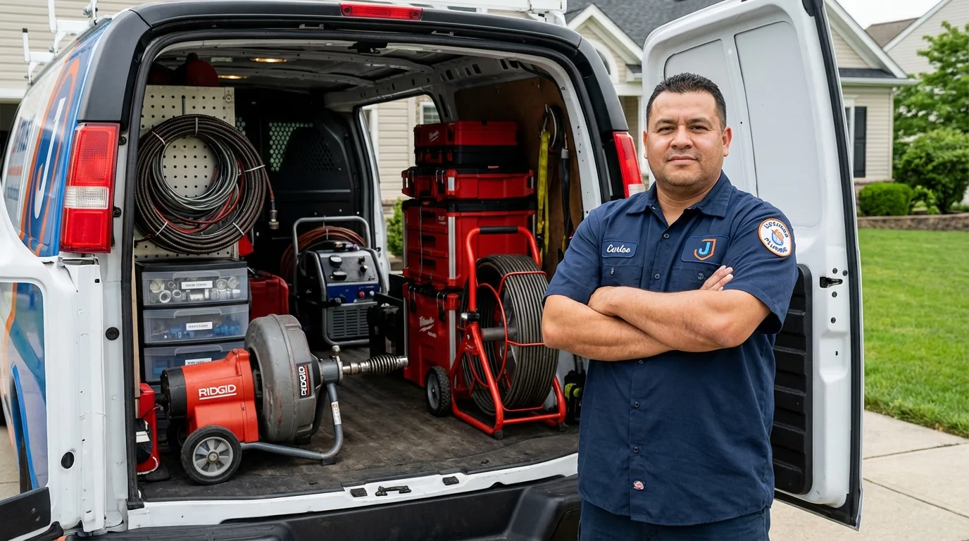 Professional drain cleaning equipment and Johns Plumbing LLC plumber in Fincastle