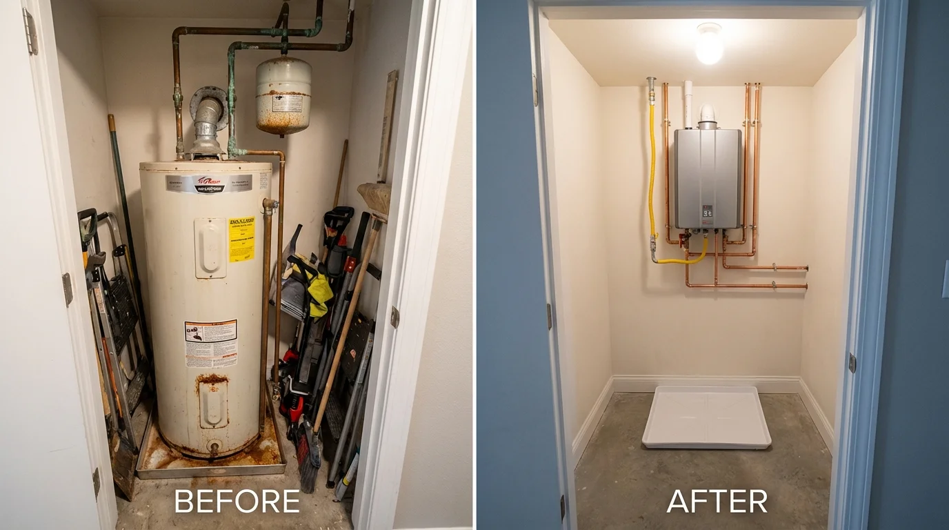 Tank water heater versus wall-mounted tankless unit comparison for Fincastle, VA homeowners
